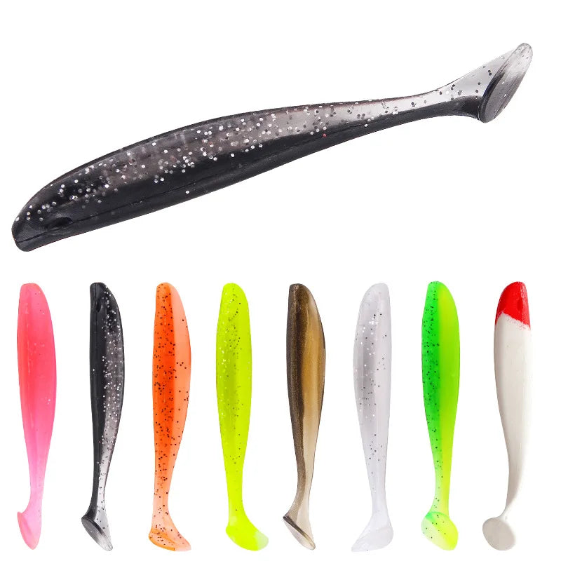 T-tail Soft Bait with Eyes Fishing Lure Artificial Silica Gel Bait WORM Soft Fishing Bait Rock Golden Ocean Beach