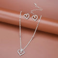 Bling Simple Style Rhinestone Necklace Earrings Set for Women Wedding Jewelry Heart Pendant Necklace Earring Bridal Gift Party
