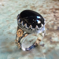 Middle East Ethnic Fashion Micro Zircon Stone Gemstone Rings Retro Large Gemstone Rings for Men