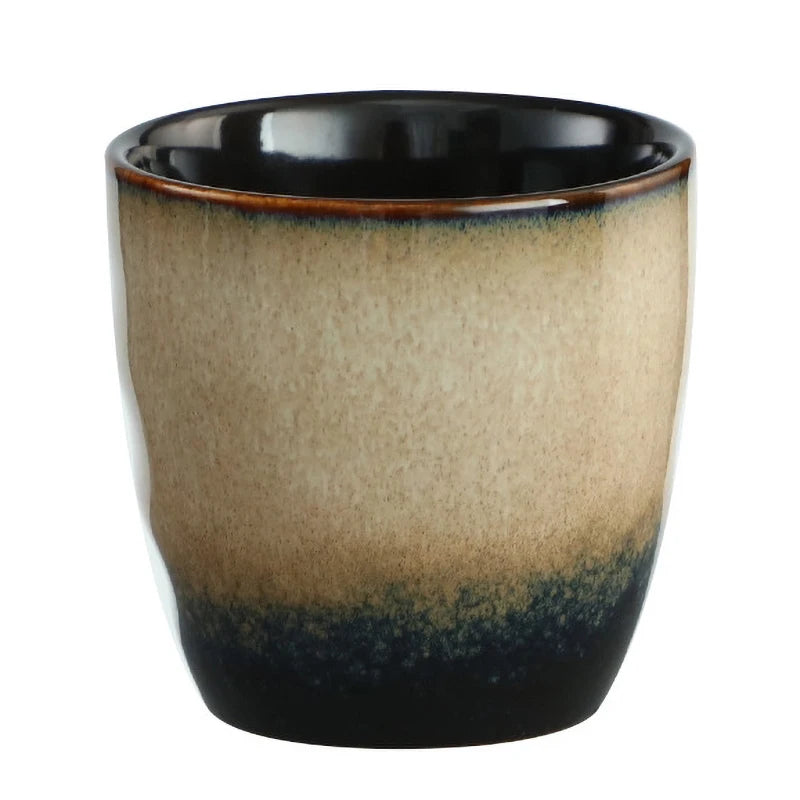 Customized Logo Kiln Transformed Tea Cups Creative Retro Japanese Style Ceramic Tea Cup Gift Cup Box Set