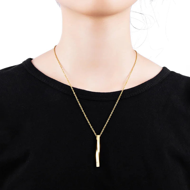 Jachon Stainless Steel Simple Fashion Twist Column Pendant Titanium Steel Necklace