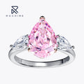 Rochime Water Drop pink Yellow Color Gemstone Ring Pear Cut 925 Sterling Silver Rhodium Plated  Jewelry for Women