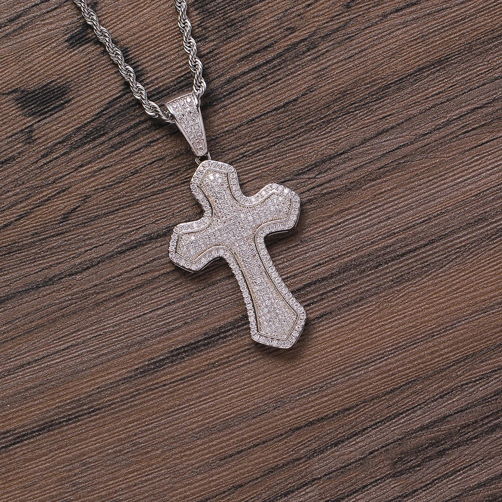 CN323 Bling Bling Brass Prong Setting Zircon Pendants Iced Out Hip Hop Necklace