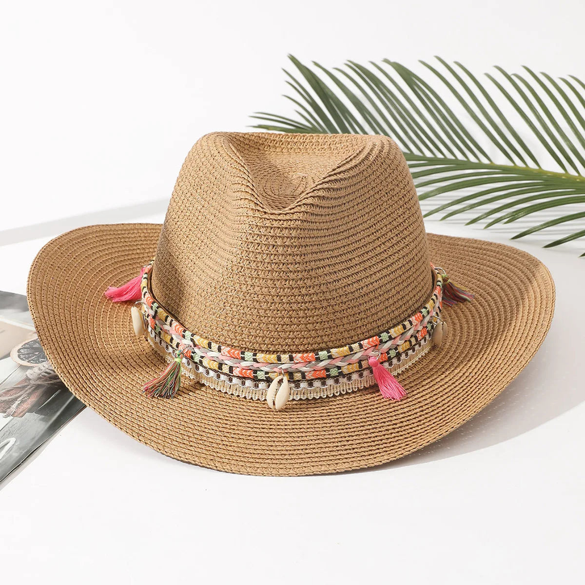 Go Party Summer Beach Travel Foldable Sun Straw Hat Fashion Wide Brim Bohemia Panama Fedora Daily Use Outdoor Funny Cowboy Hats
