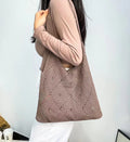 Casual Knitted Logo Tote Shoulder Bag Ladies Handmade Crochet Handbags Purse for Beach and Travel Use