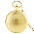 Luxury Golden Shield Self-Winding Steampunk Gear Skeleton Automatic Mechanical Pocket Watch with Chain for Men Grandad Gift