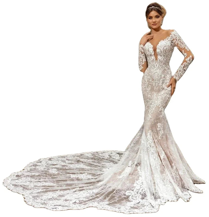 AL1612 Custom White Mermaid Wedding Dress for Women 2024 Boho African Robe De Mariage for Mother of Bride