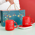 Christmas Gift Smart Temperature Control 55 Degrees Heated Coffee Mug Electric Heating coaster Hot Milk Ceramic Christmas Mugs