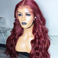 99J Burgundy Color 13x4 Lace Front Wigs Human Hair Pre Plucked Brazilian Virgin Hair Glueless Lace Body Wave