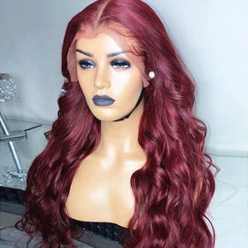99J Burgundy Color 13x4 Lace Front Wigs Human Hair Pre Plucked Brazilian Virgin Hair Glueless Lace Body Wave