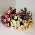 Wholesale Cheap 15 Heads Wedding Bride Artificial Silk Flower Bouquets of Roses for Home Wedding Decoration