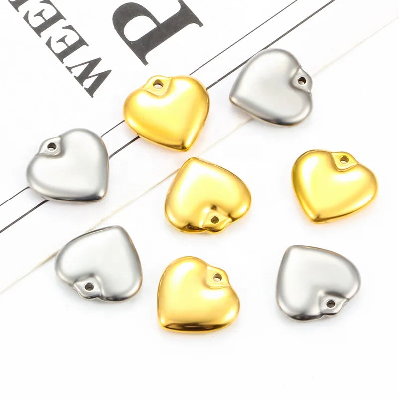 DIY Handmade Smooth Love Hearts Ball Pendant Jewelry Gold Plated Necklaces and Earrings for Creative Crafting