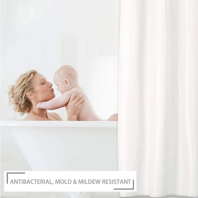Factory Price White Shower Curtain Liner 100x180cm Hotel Fabric Small Size Waterproof and Mildew Free Bath Curtains
