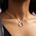 2pcs/set Sun Moon Star Pattern Pendant Necklace Tai Chi Disc Couple Jewelry Stainless Steele Friend Best Friendship Necklace