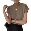 2026 New Arrival Short Short-sleeved Tshirt Spring and Summer Half Turtleneck Knitted Loose Vest Women's T-shirt