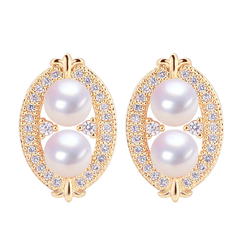 Luxury Women's & Natural Freshwater Pearl Earrings High-end Jewelry