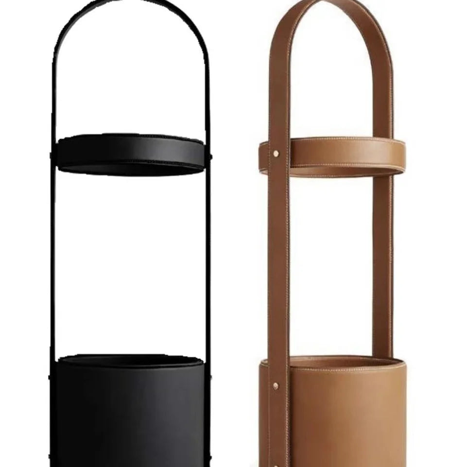 Wholesale High-Tech Creative Round Metal Leather Umbrella Rack Holder Unique Decorative Umbrella Stands