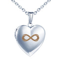 Women's Stainless Steel Heart Locket Photo Necklace with Romantic Gold Plated Box Chain