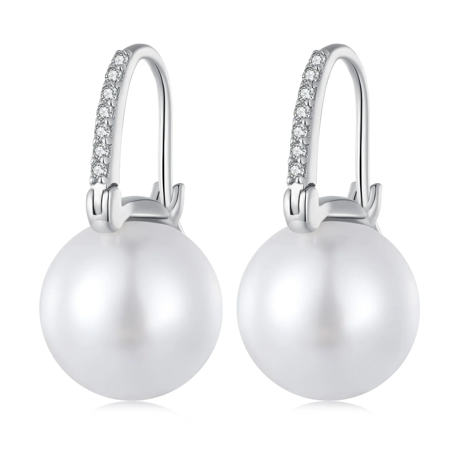 Factory Fashion 925 Sterling Silver European Simple U Style Big Shell Pearl Hoop Earrings Women Drop Earring Accessories SCE1583