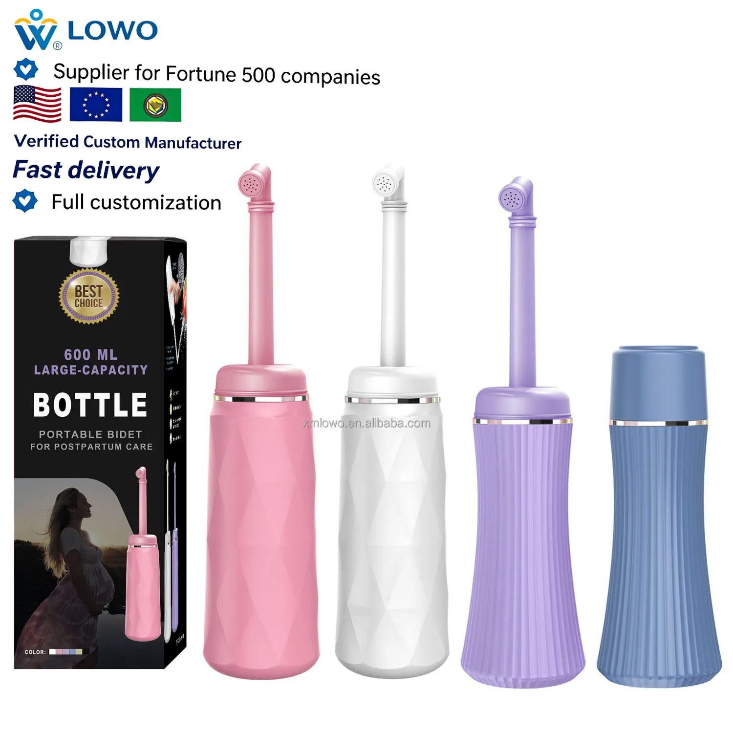 Wholesale OEM 400ML 600ML Leak-Proof Bidet Toilet Attachment Portable Bidet Sprayer Product Hand Bidet Large Travel Portable