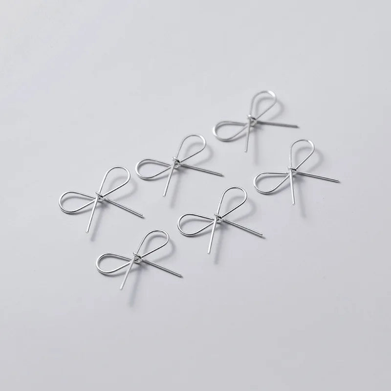 Wholesale 925 Sterling Silver Wire Bowknot Charm for Necklace Earrings Bracelet Finding 22*15mm