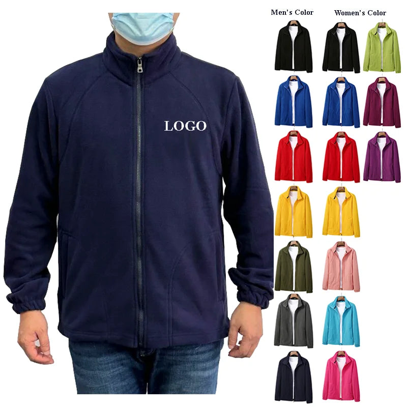 Polar Fleece Jumper Custom logo Soft Winter  Performance Mountain Hiking Fleece Classic Fit Jacket Men Full-Zip Fleece Jacket