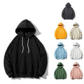 Spring Autumn New Fashion Ins Hong Kong Hoodie Men's Solid Color Lined Hooded Sweater Jacket Knitted Plus Size Loose Fit