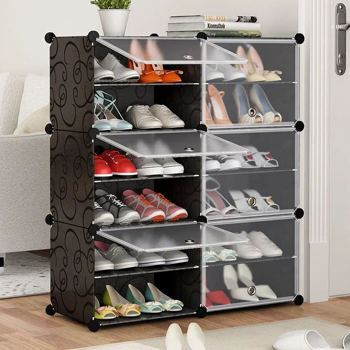 Multi Use Popular Plastic Adjustable Shoe Rack 6 Levels Living Room Furniture Portable Simple Shoe Cabinet