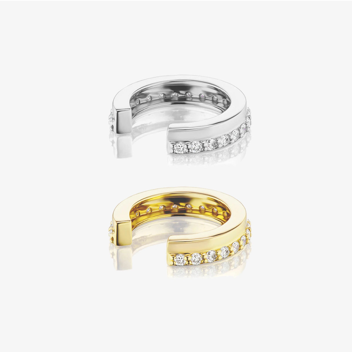 FUAMAY White Diamond Pvd Ear Cuffs Earrings Fine Gold Plated Solid Sterling Silver 925 Ear Cuffs for Jewelry Making MegaBDM