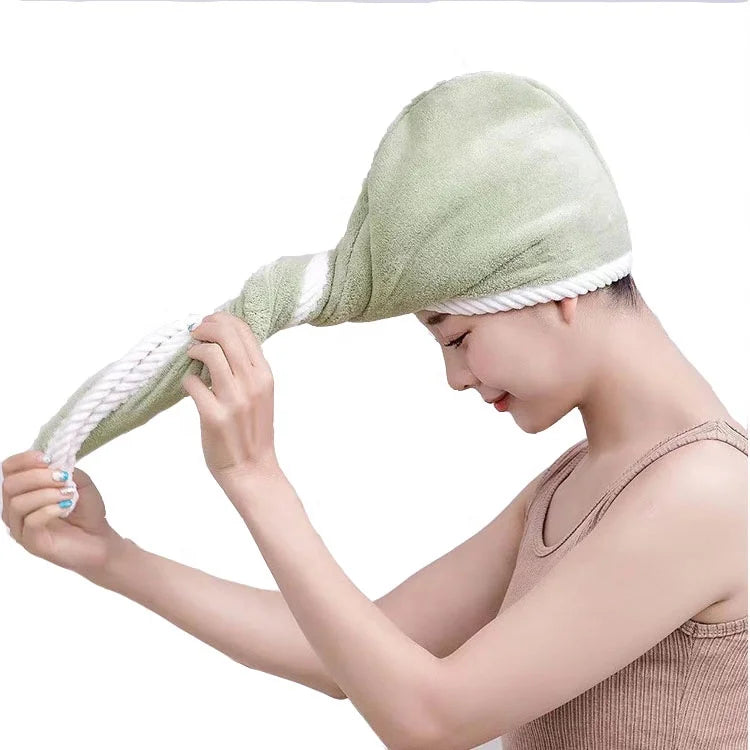 Microfiber Hair Towel Wrap Super Absorbent Twist Turban for Women Fast Drying Hair Caps with Buttons for Drying Curly