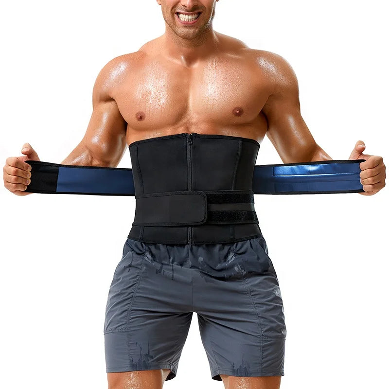 s Para Hombres Adjustable Double Compression Men Corset Zipper Short Torso Waist Trainer Shaper Sauna