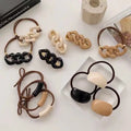 Hair Ties Ring Beads Rubber Bands Ropes Hair Elastic Bracelet Ponytail Holder European American Style Geometric Design Friendly