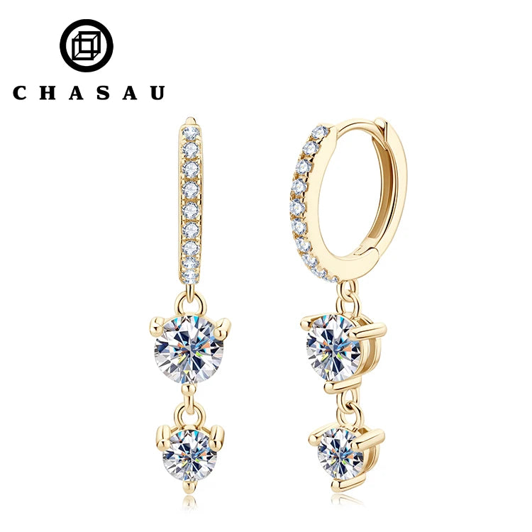 Wholesale New Cool Woman Lab Grown Diamond Earrings Tassel Hoop Huggie Earrings 925 Sterling Silver Ladies Moissanite Earrings