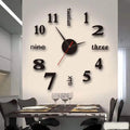 Silver & Black 3D Stereo Removable Acrylic Mirror Wall Sticker Decal for Home Living Room Bedroom Clock Setting