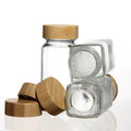 Kitchen Glass Food Storage Jars Set Square Spice Containers Bamboo/Metal Lid 70ml Capacity Multifunction Easy Store Freshness