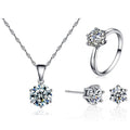 Fashion Luxury Silver Plated Crystal AAA Cubic Zircon Necklace Earring Rings Weeding Bridal Jewelry Set for Ladies