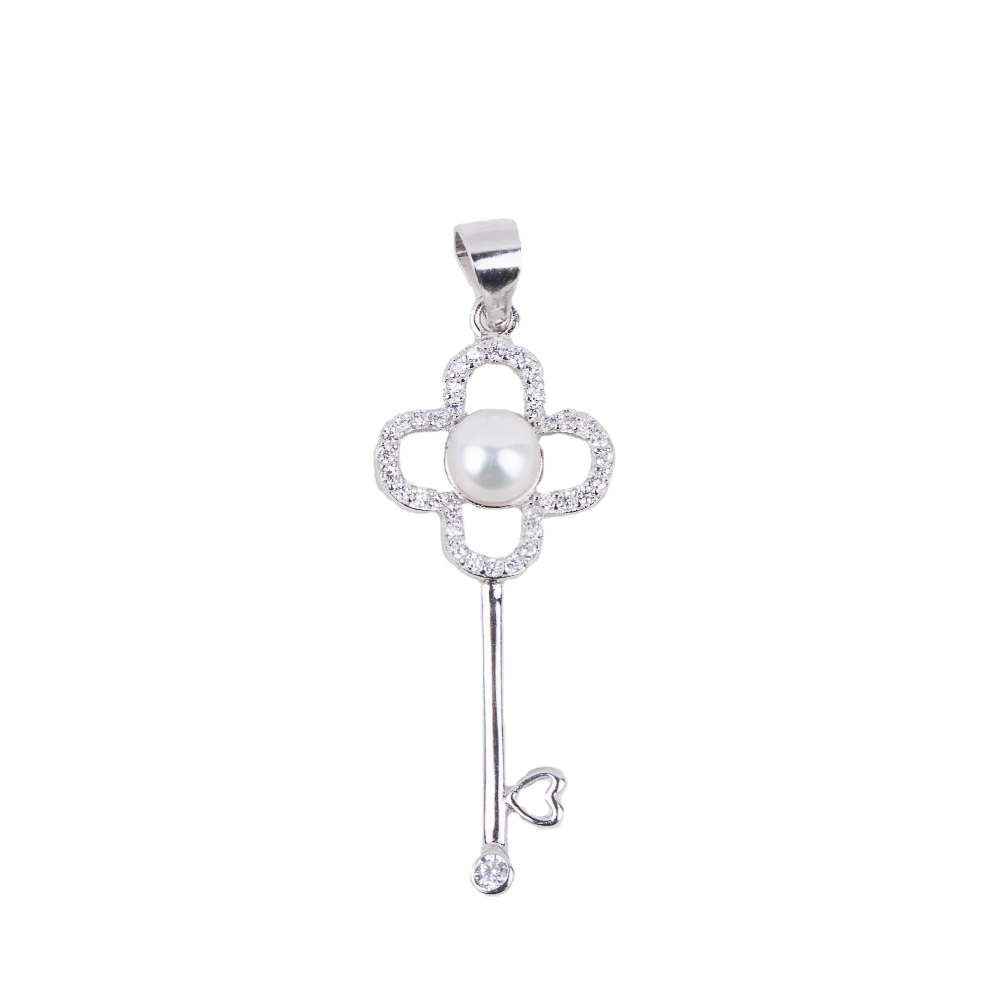 P030537 DIY 7-8mm Natural Freshwater Pearl Pendant Accessory 925 Sterling Silver Engagement Jewelry Necklace for Women