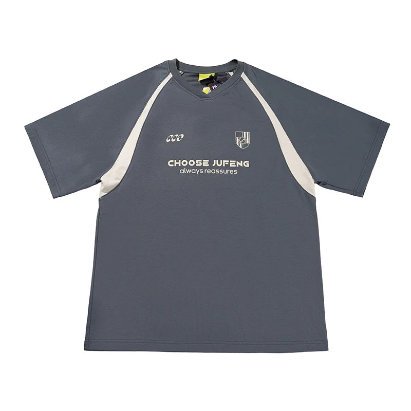 Wholesale Men's Grey Soccer Jersey Custom Logo Printed Breathable Lightweight Quick-Dry Oversized High Street Style