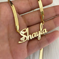 Customizable 4mm Snake Chain Stainless Steel Necklace for Women Girls Personalized Initial Nameplate Geometric Pattern Jewelry