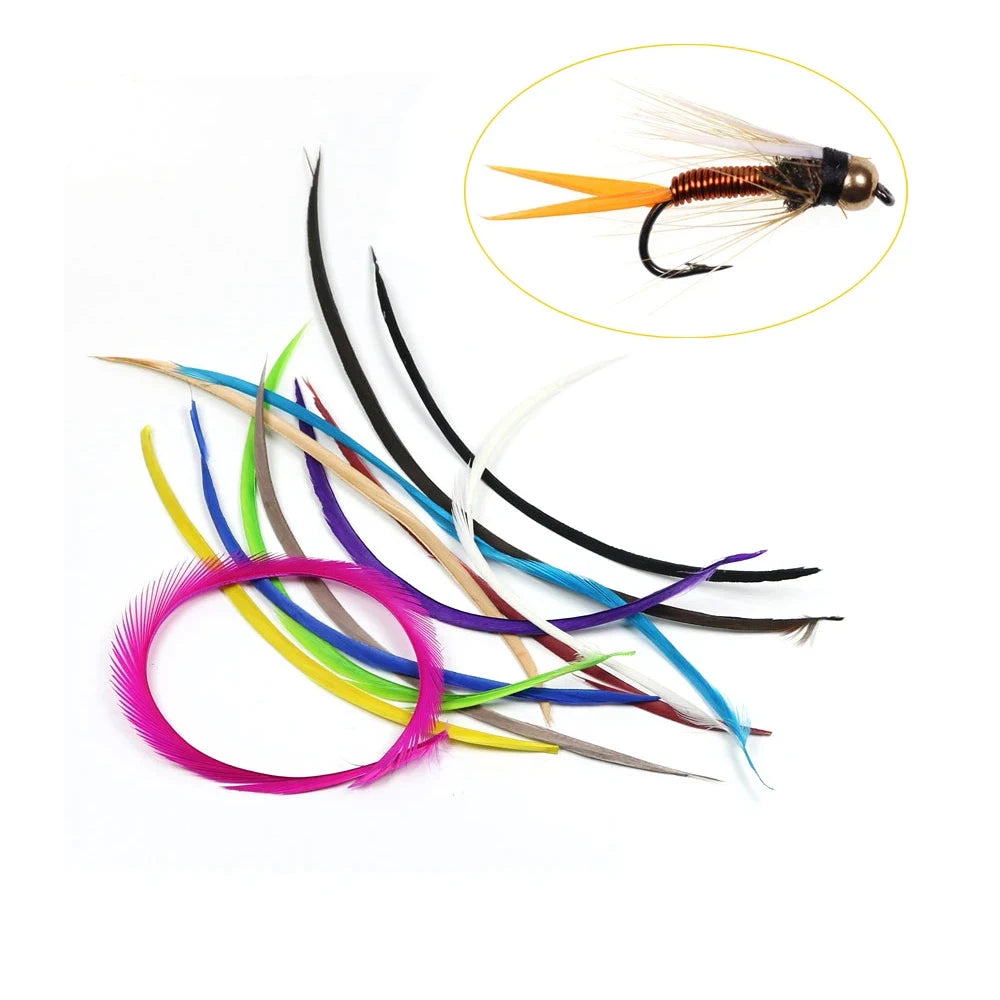 Goose Bios Feather Beadhead Prince Nymph Tail Wing Case Stone Fly Tying Material Black White Brown Red Green Red Blue
