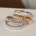 Superb 0.03ct Row Diamond Bead Rings Solid 18K Gold Bands with Natural Diamond Satin Finish for Wedding Engagement or Gift