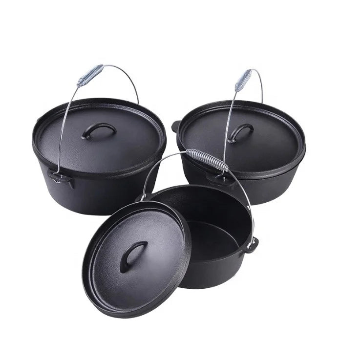 Outdoor Hiking & Camping Cast Iron Cookware Deep Dutch Oven for Cooking Metal Material