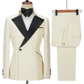 Beige Black Navy Men's Blazer Suits 2 Pieces Set (Jacket +Pant) Elegant Wedding Suits Custom Premium Suit for Men