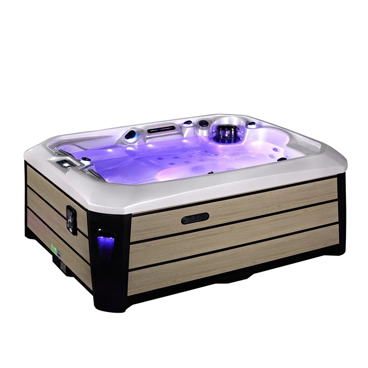 Sunrans Balboa Modern Freestanding Outdoor Spa De Nage Hot Tub Whirlpool Bathtub Massage Function Drainer Bathroom Swim Hot Tub