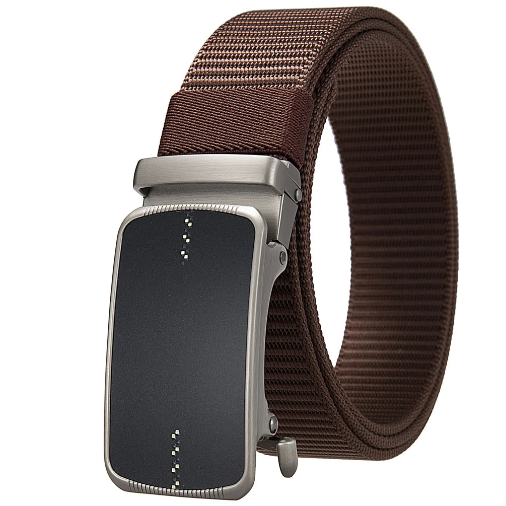 LQbelt Fashion Men's Canvas Belt Scroll Automatic Buckle Belts No Ratchet Belt Polyester Outdoor Wholesale Factory