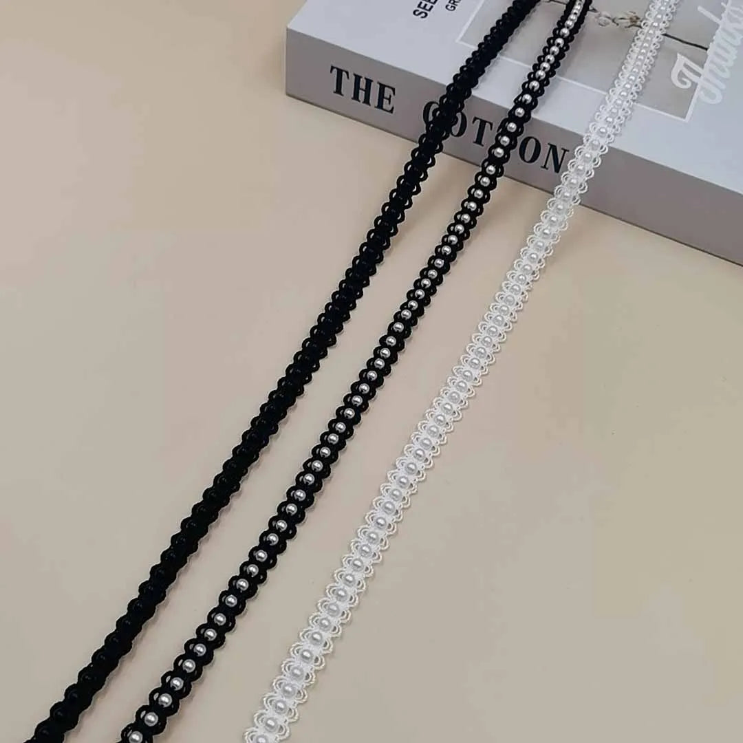 JFL059 4mm Pearl Elastic Hand-nailed Pearl Dress Collar Decorated With Barcode Hand-made DIY Accessories