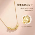 Luckily Bead Necklace Gold - Plated Heart Pendant Necklace Copper Jewelry Gift for Women