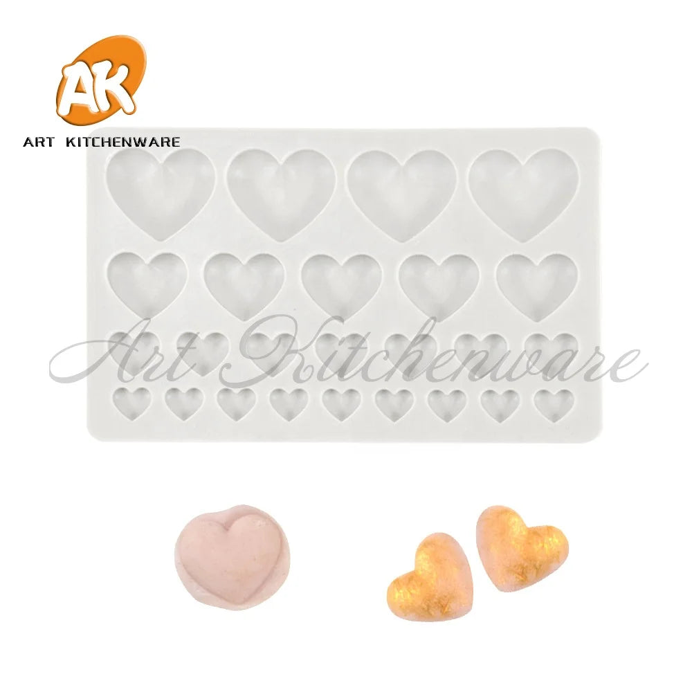 AK 25cavity Heart Shaped Silicone Mold for Wedding Cake Fondant Decorating Fondant Molds Pastry Baking Tools for Bakery Clay DIY