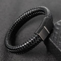 Trendy Genuine Leather Bracelets Men Stainless Steel Multi Layer Braided Leather Bangles for Male Female Hand Jewelry Fashion