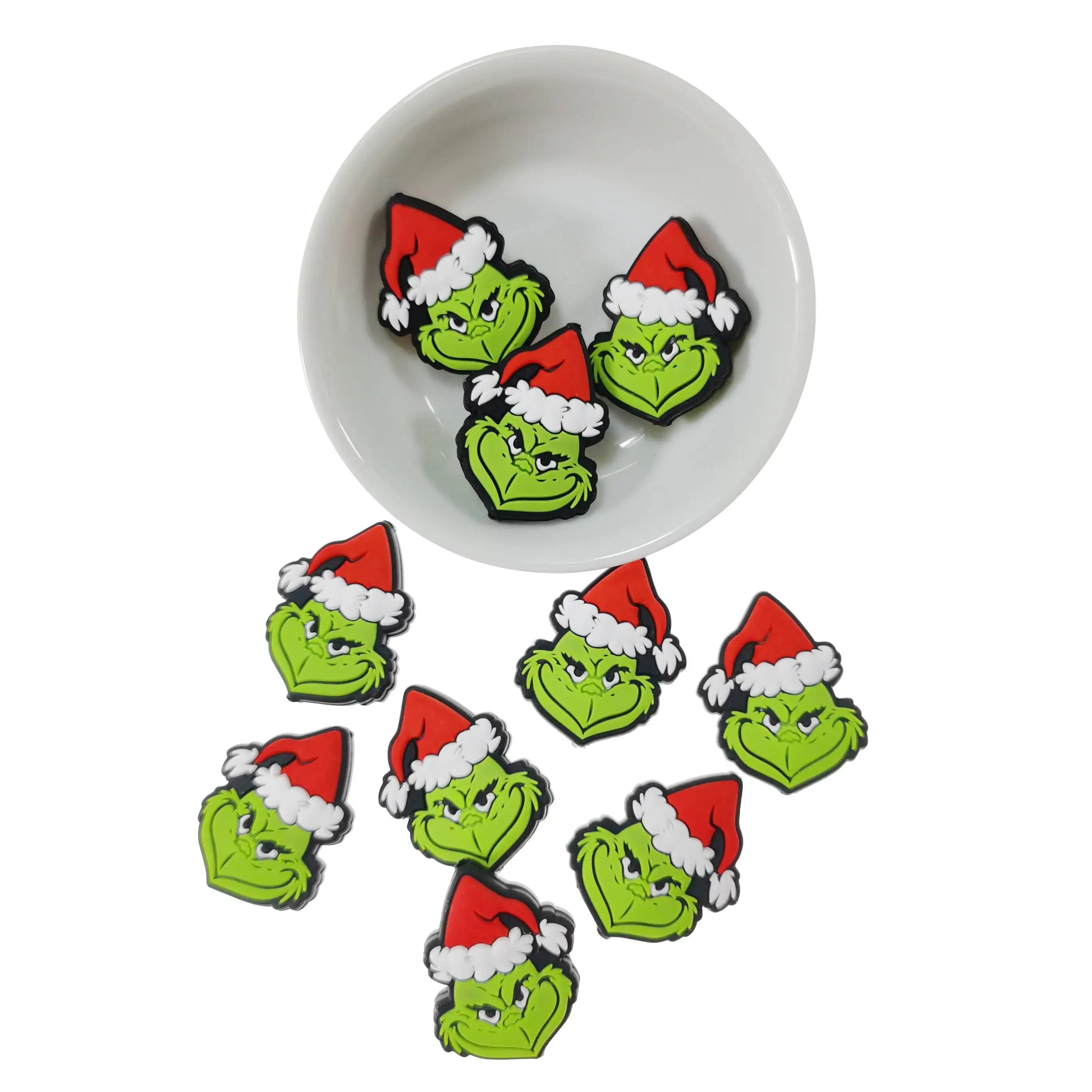 Diy Loose Teething Christmas Silicone Grinch Focal Beads for Pens Necklace Pacifier Chain Jewelry Making